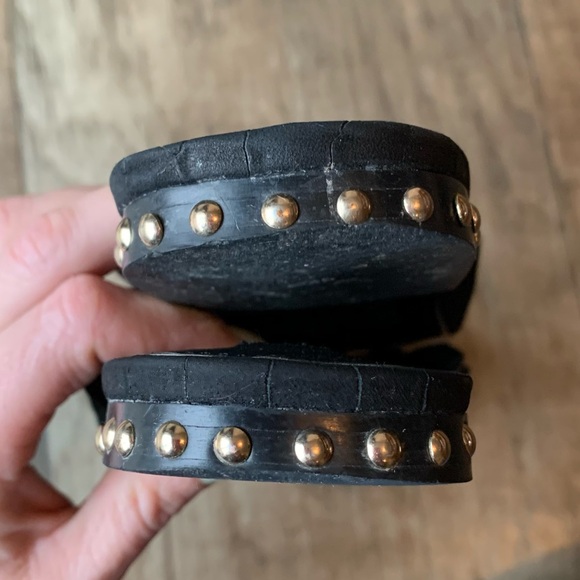 Jaggar black reptile print gold stud tassel top mule - Picture 5 of 7